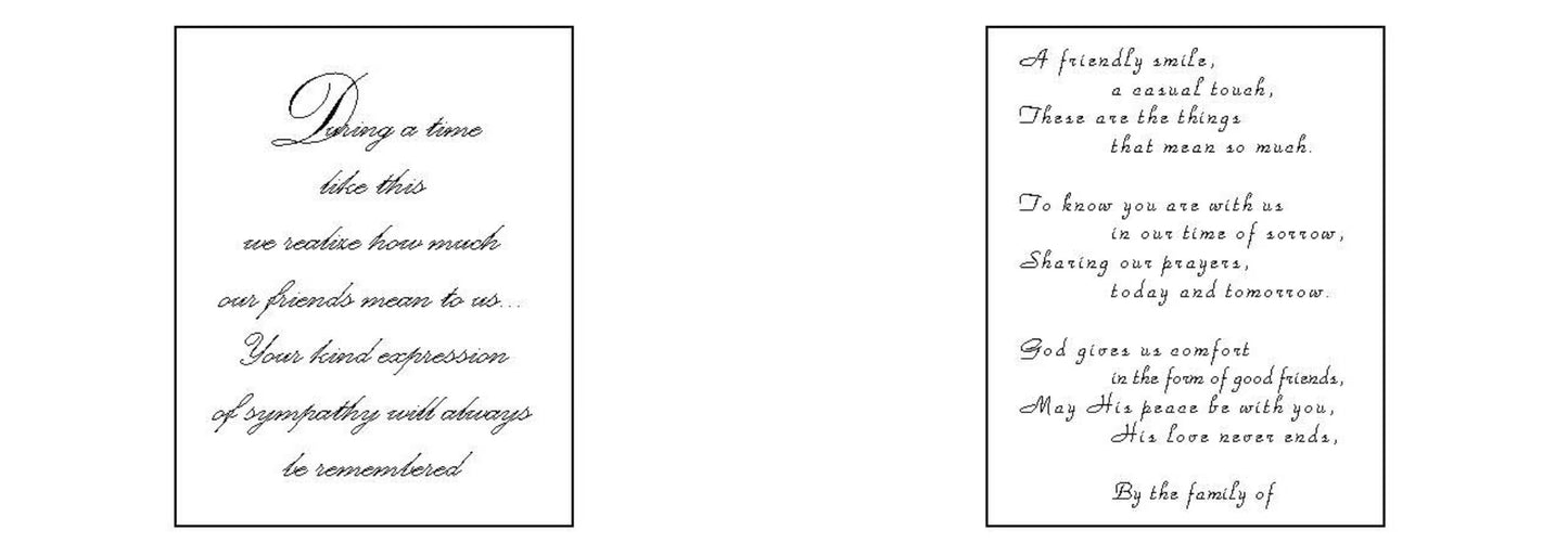 Standard & Embossed White Acknowledgement Cards