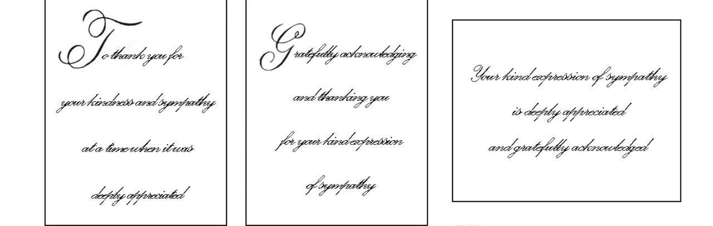 Standard & Embossed White Acknowledgement Cards
