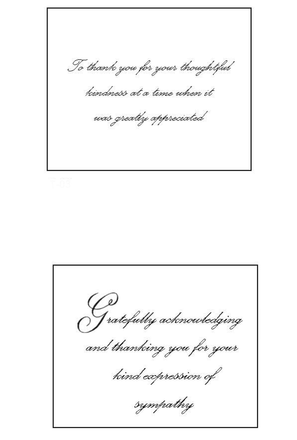 Standard & Embossed White Acknowledgement Cards