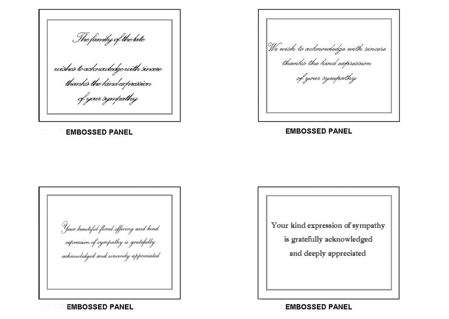 Standard & Embossed White Acknowledgement Cards