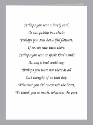 "Lovely Card" Poem Acknowledgment Card - Blank Inside