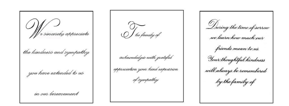 Standard & Embossed White Acknowledgement Cards – Empire Funeral Supply