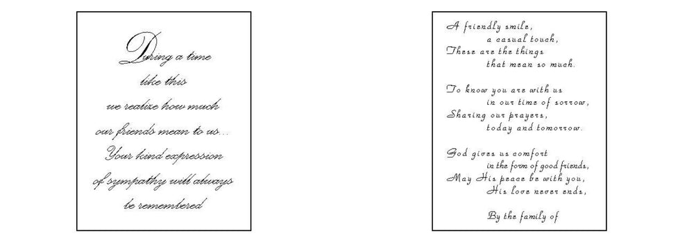 Standard & Embossed White Acknowledgement Cards – Empire Funeral Supply