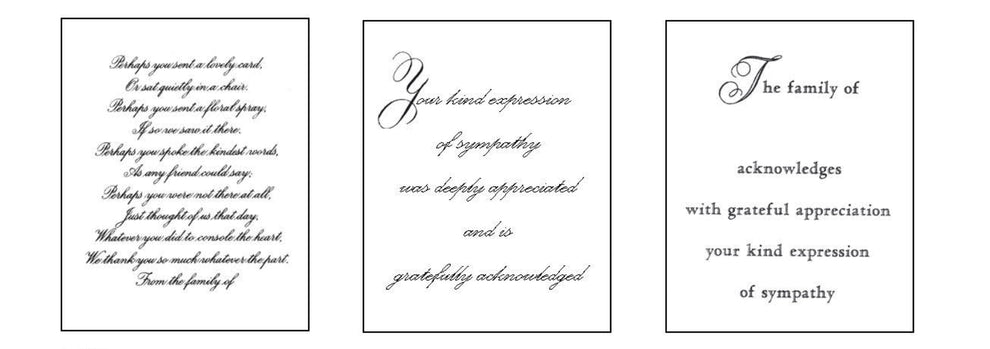 Standard & Embossed White Acknowledgement Cards – Empire Funeral Supply