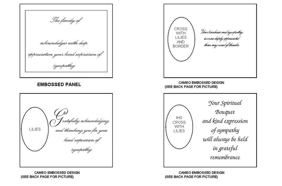 Standard & Embossed White Acknowledgement Cards – Empire Funeral Supply