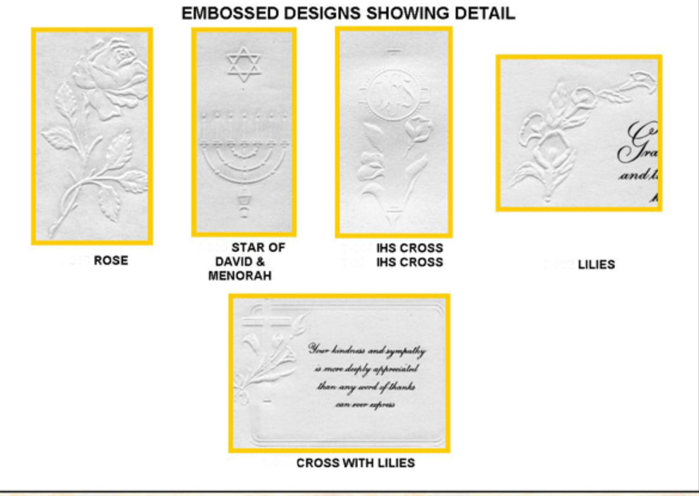 Standard & Embossed White Acknowledgement Cards – Empire Funeral Supply