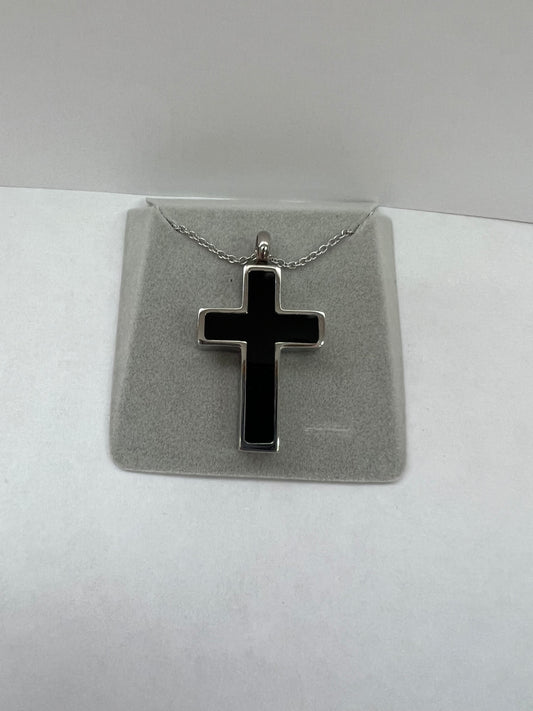 Onyx Cross Cremation Necklace