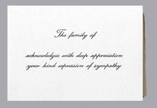 The Family Of Acknowledgment Card