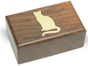 Rosewood Urn with Brass Cat Inlay