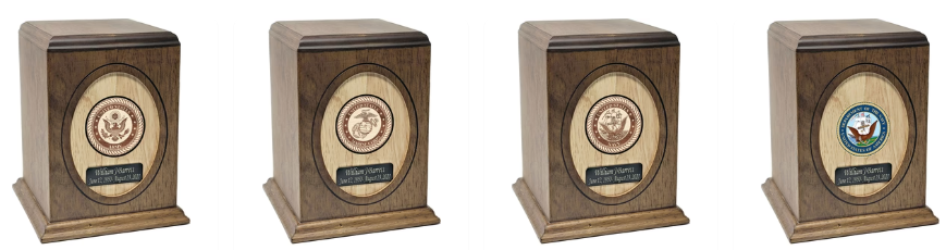 Wooden Urns with Military Seal