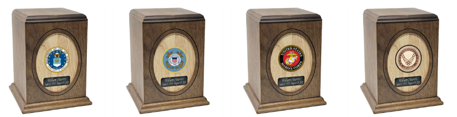 Wooden Urns with Military Seal